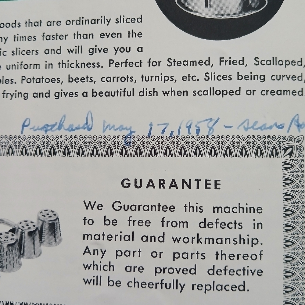 Vintage 1955 Pamphlet Instructions for using your Miracle Food Cutter Cone Model - Picture 4 of 8